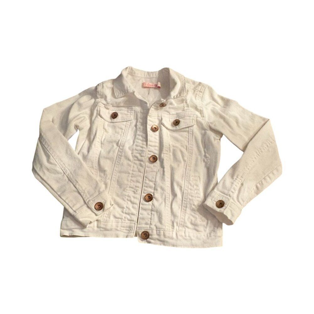 Ci Sono Kids Distressed White Denim Jacket